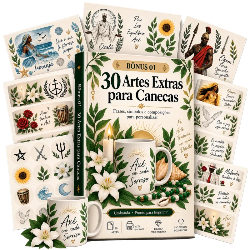 Mockup de 30 artes extras para canecas
